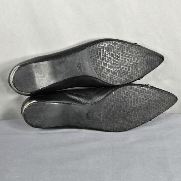 Stuart Weitzman Pointed Toe Flats Womens 9 Black Leather Rope Detail Shoes - Picture 10 of 12